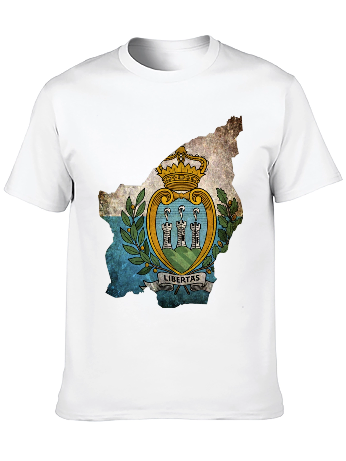 San Marino Flag Map T-Shirt - Black