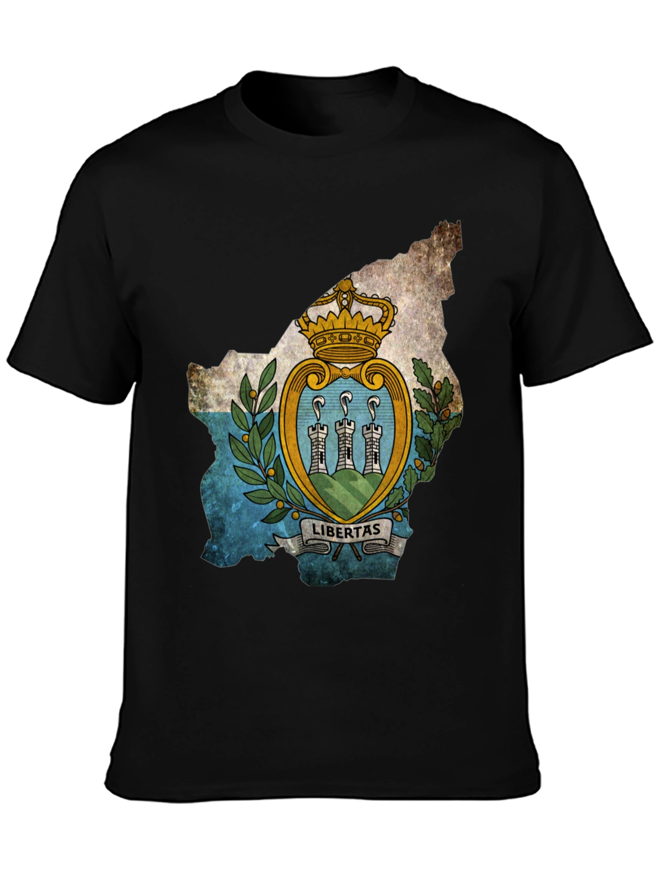 San Marino Flag Map T-Shirt - Black