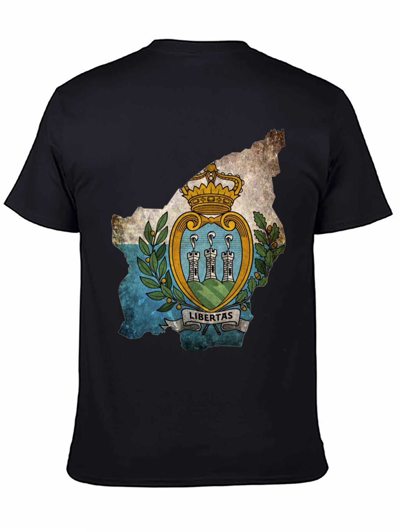 San Marino Flag Map T-Shirt - Black