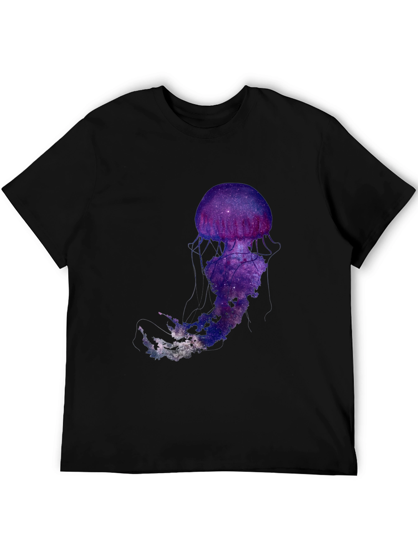 Galaxy Jellyfish Graphic T-Shirt - Black Cotton Blend