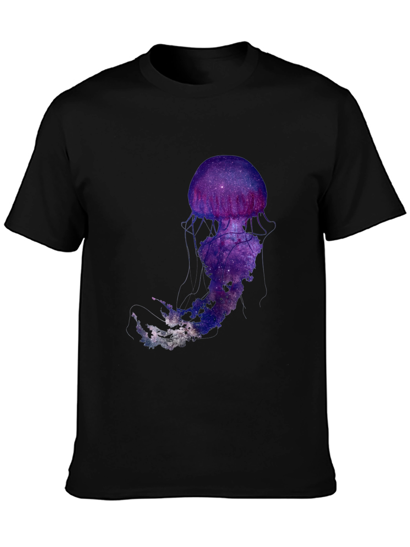 Galaxy Jellyfish Graphic T-Shirt - Black Cotton Blend