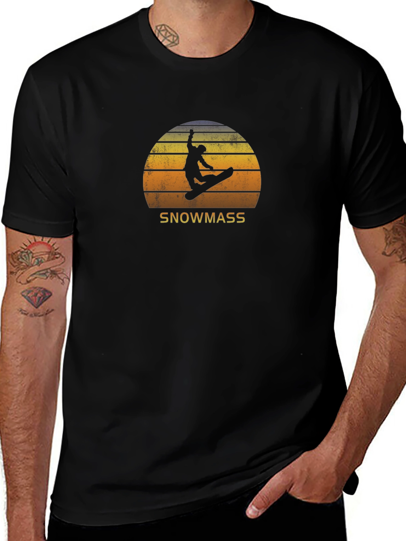 Snowmass Retro Sunset Snowboarder T-Shirt