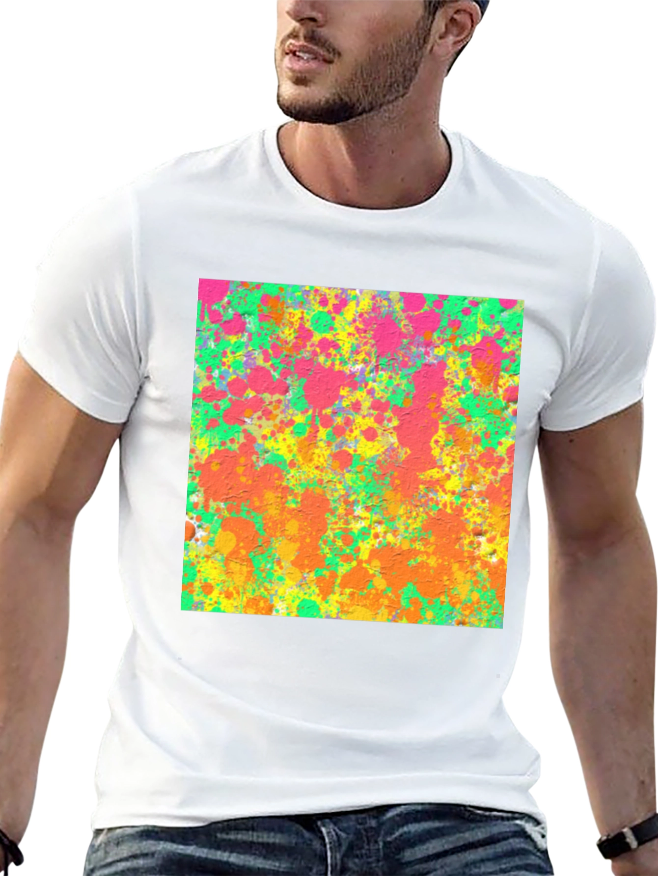 Abstract Splatter Art Black T-Shirt