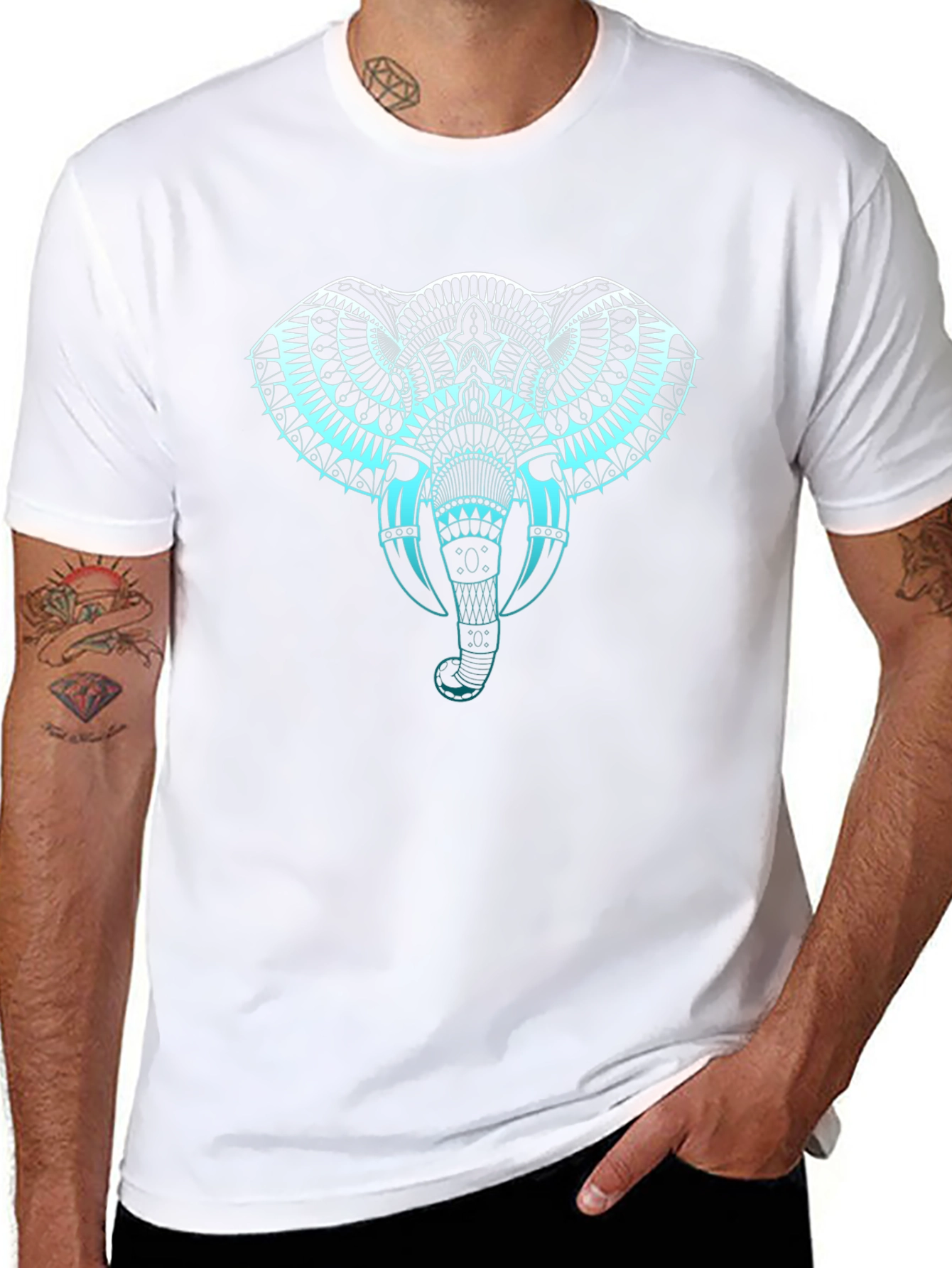 Elephant Graphic Print T-Shirt - Black