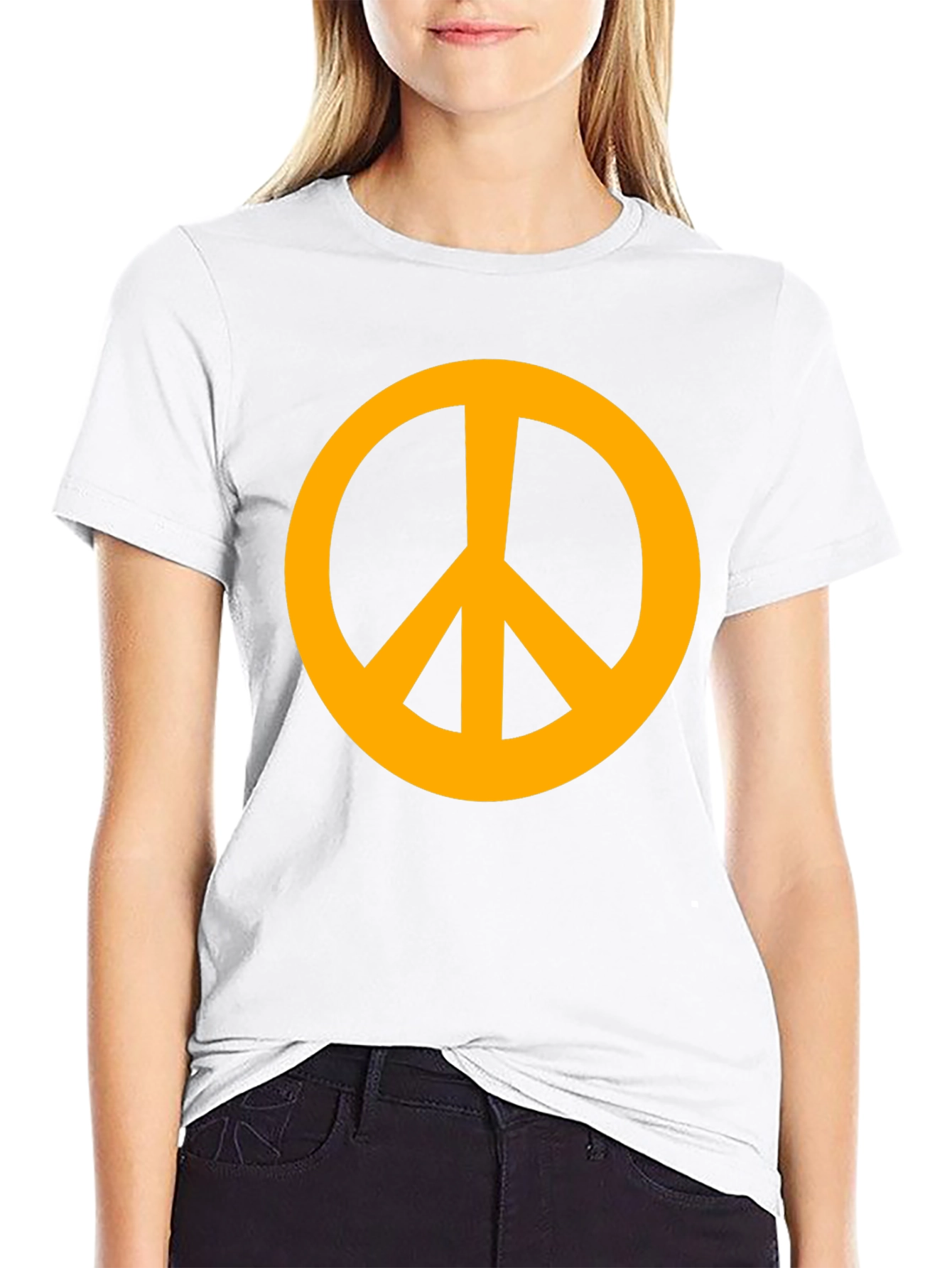 Retro Peace Sign Graphic Tee - Black