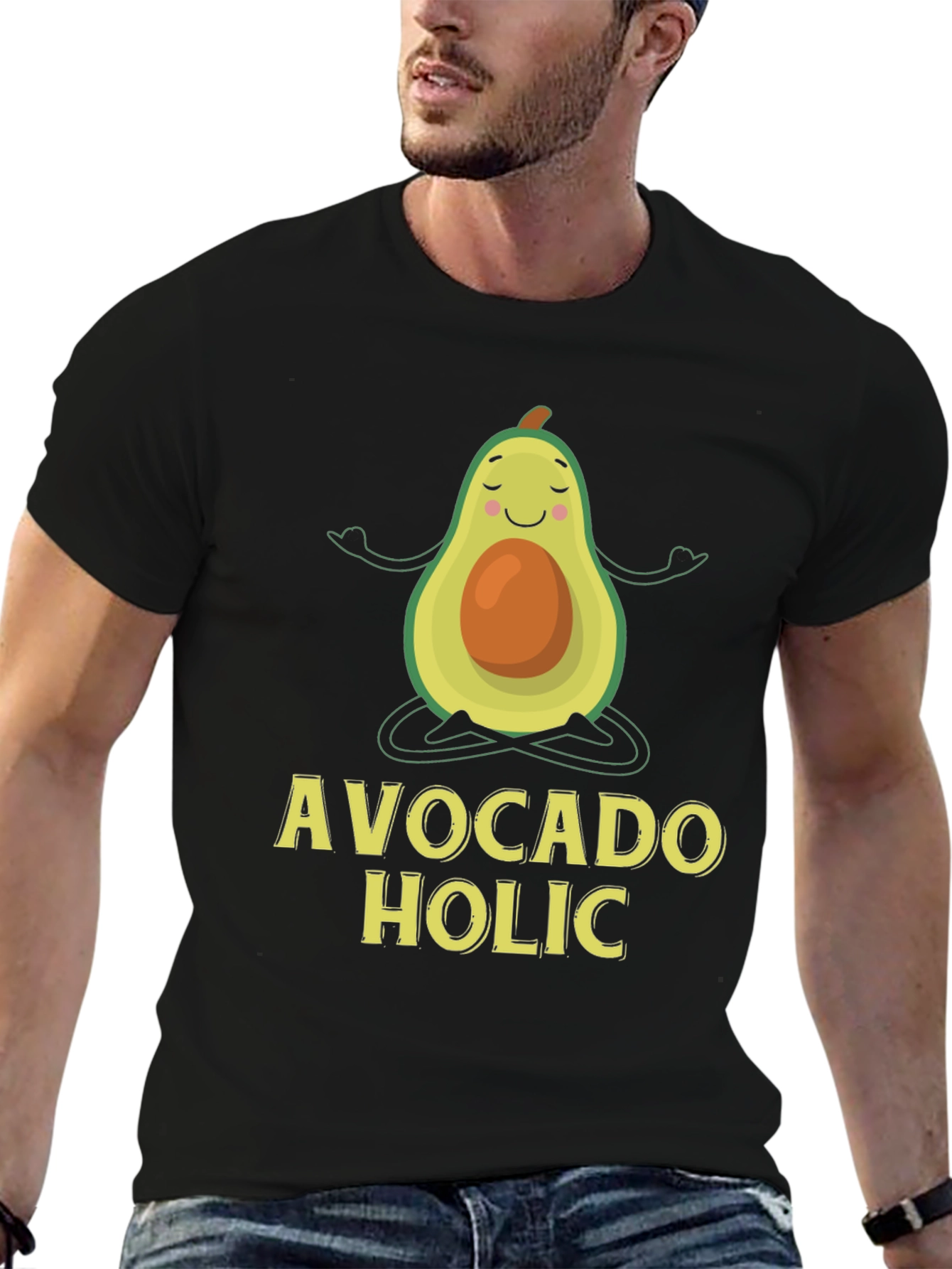 Avocado Holic T-Shirt - Yoga Cartoon Graphic Tee