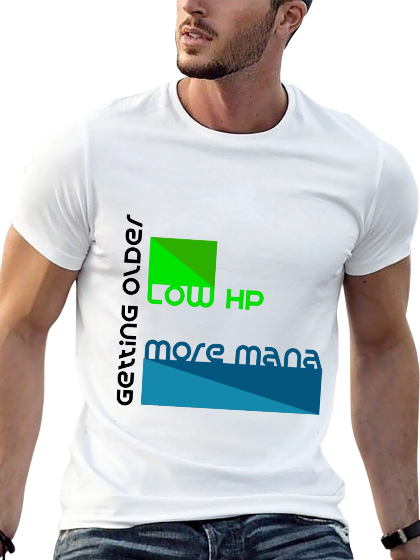 Low HP More Mana Black Graphic T-Shirt