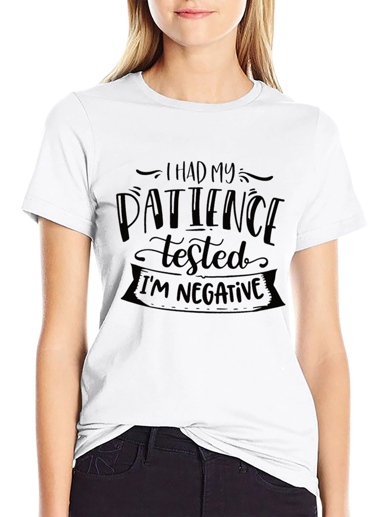 Humorous Patience Tested Graphic Tee - Black