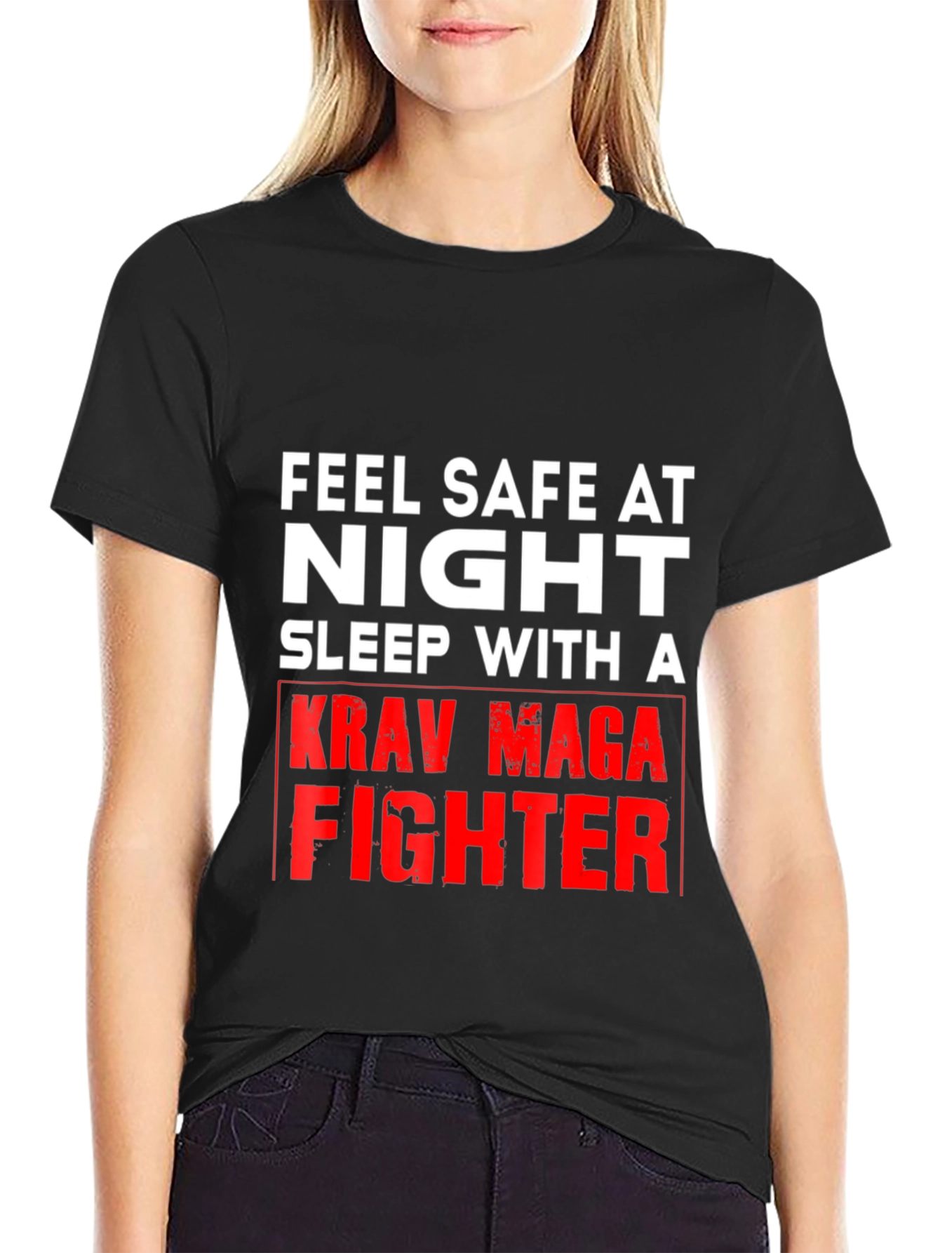 Feel Safe At Night Krav Maga Fighter Graphic Tee