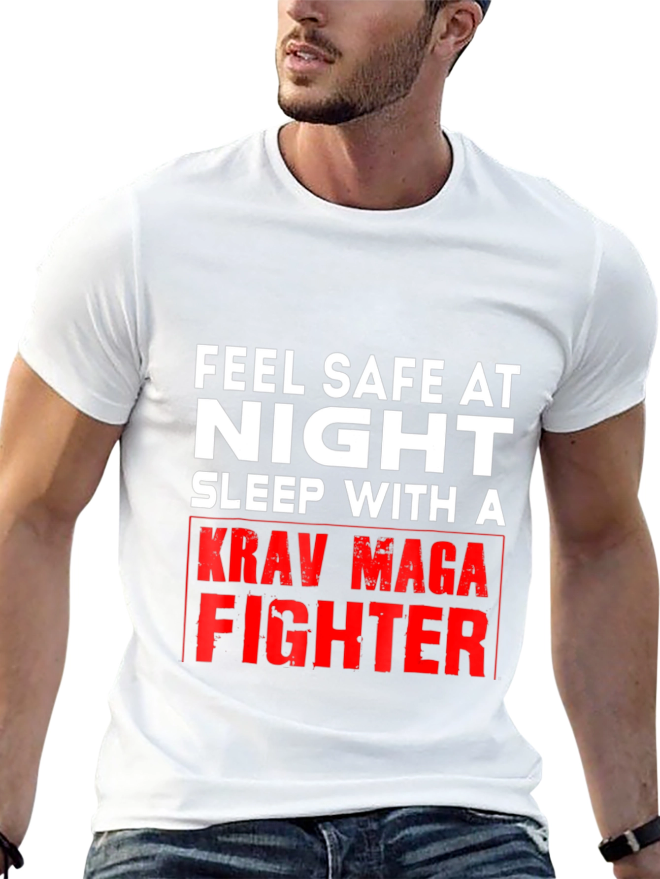 Feel Safe At Night Krav Maga Fighter Graphic Tee
