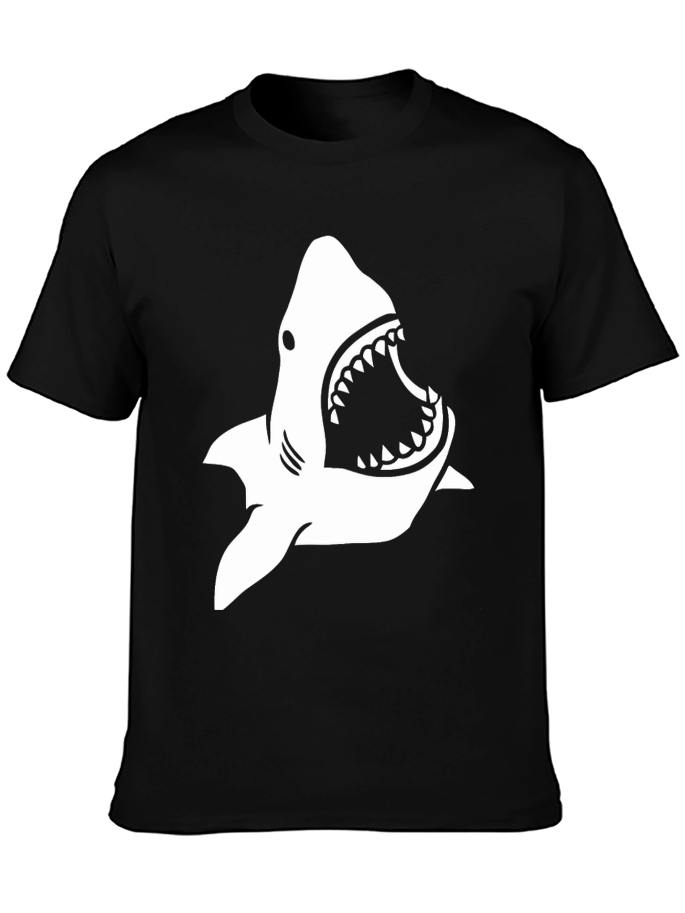 Shark Graphic Tee - Black Cotton T-Shirt