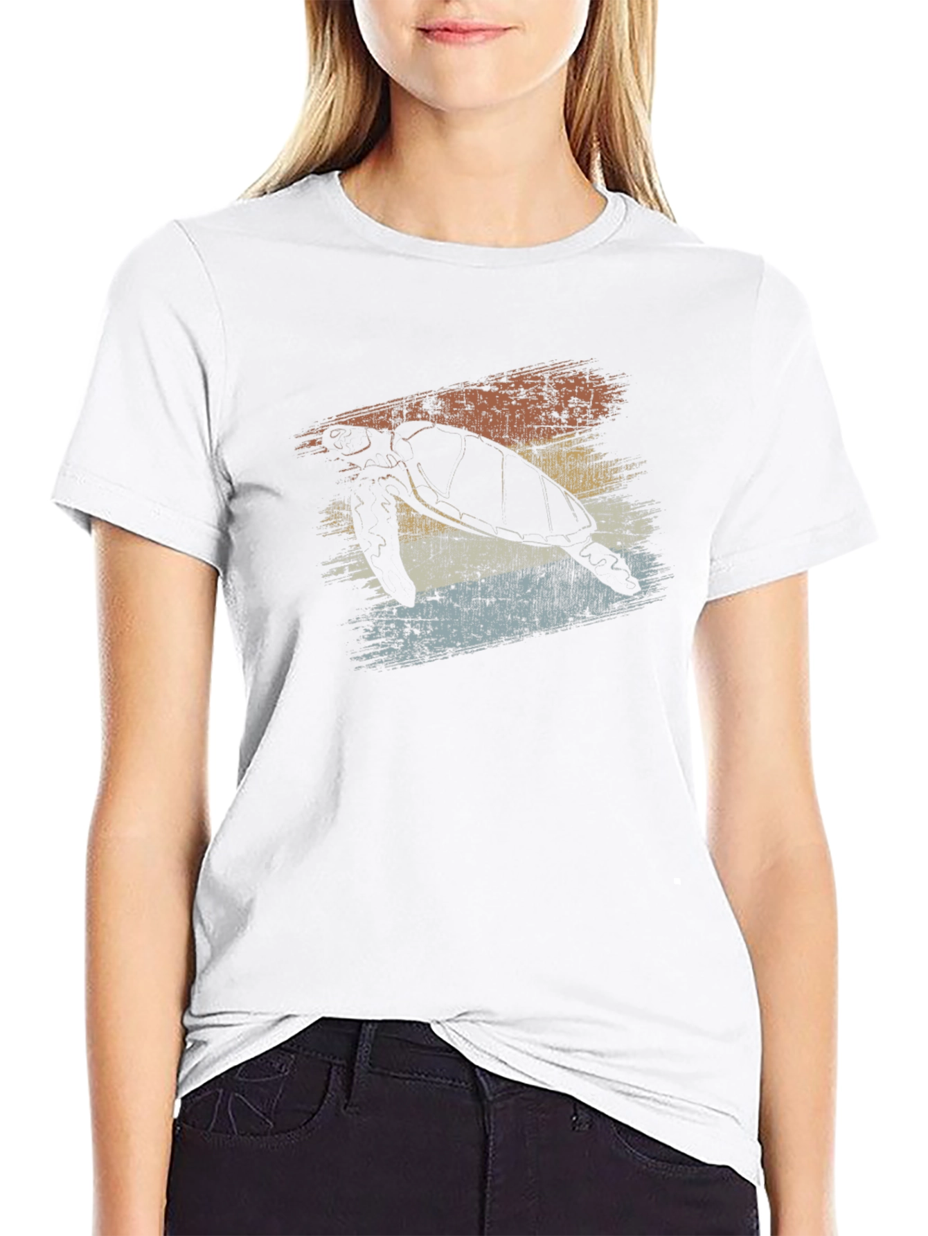 Retro Sea Turtle Graphic Tee - Black
