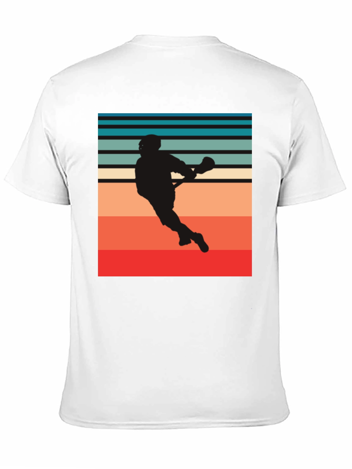 Lacrosse Player Silhouette Retro Style Graphic Tee