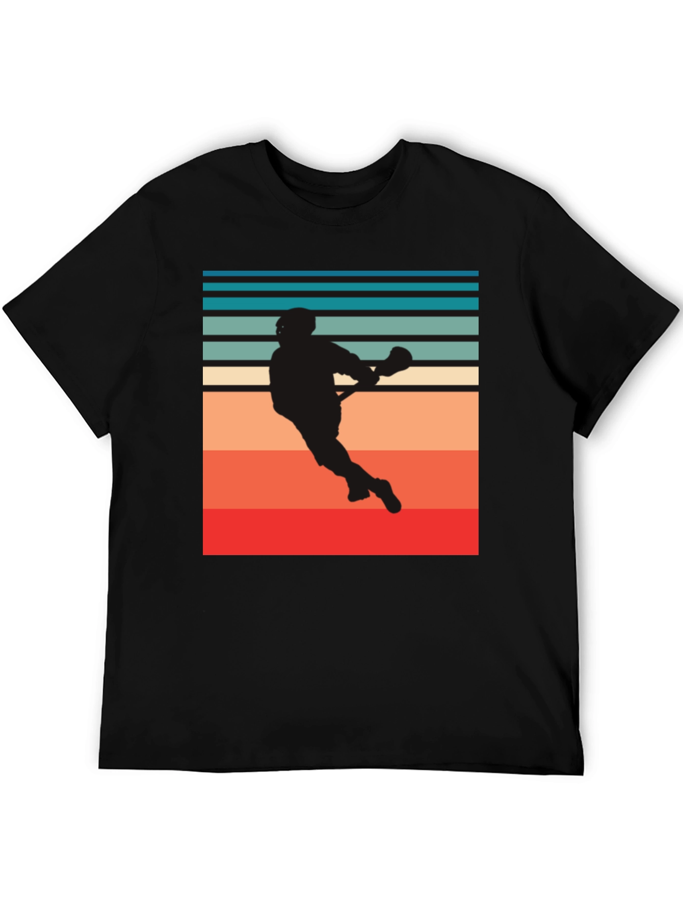 Lacrosse Player Silhouette Retro Style Graphic Tee