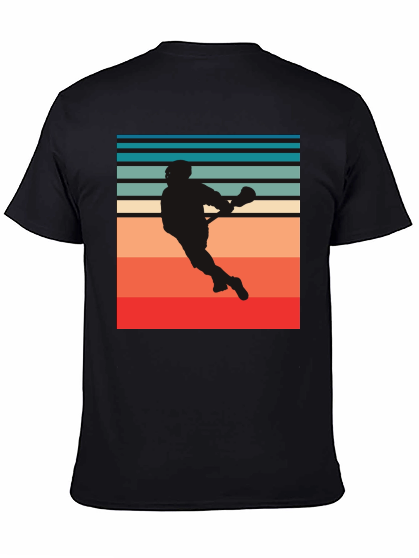 Lacrosse Player Silhouette Retro Style Graphic Tee