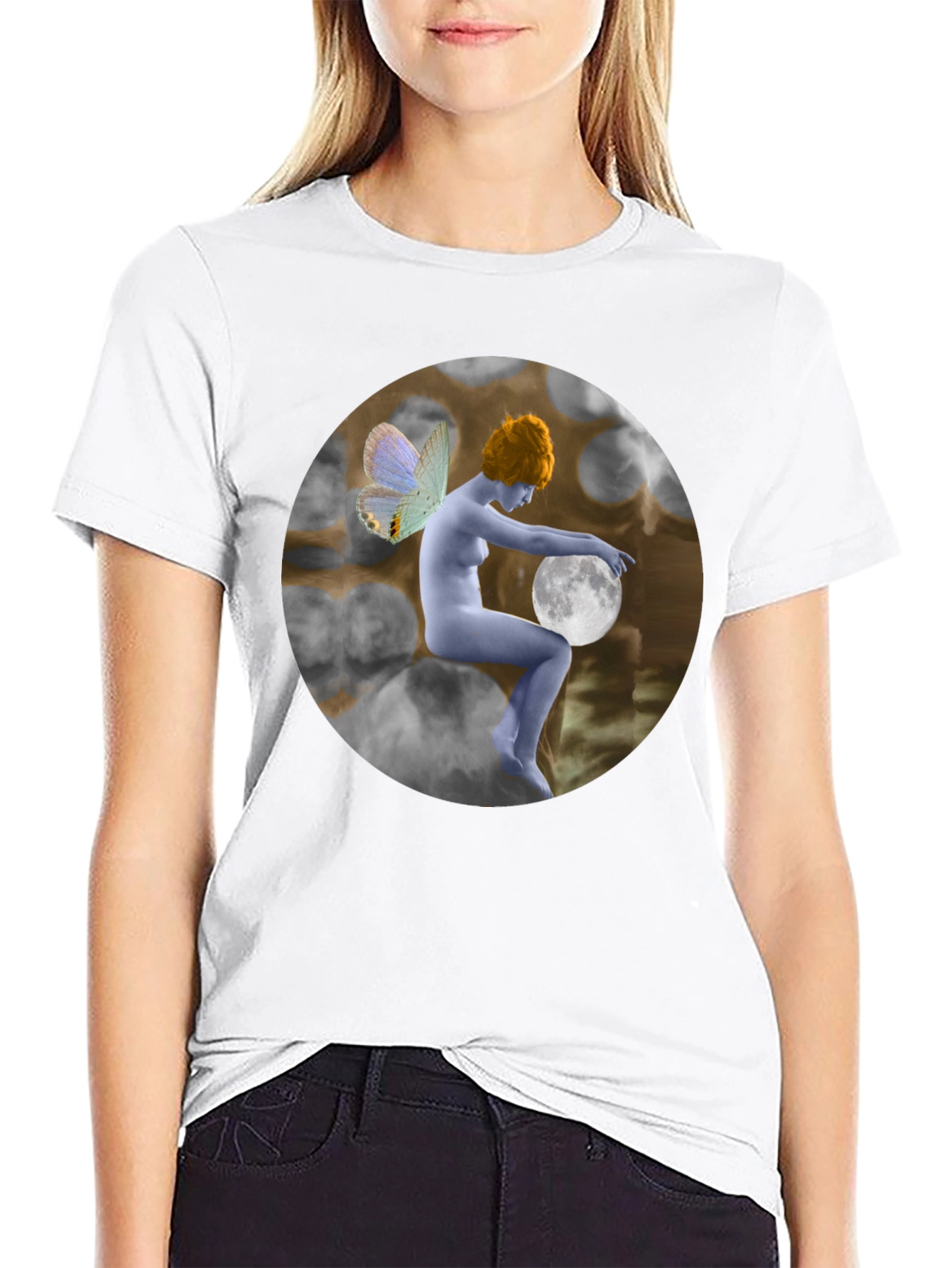 Moon Fairy Graphic Tee - Unisex Black Cotton T-Shirt