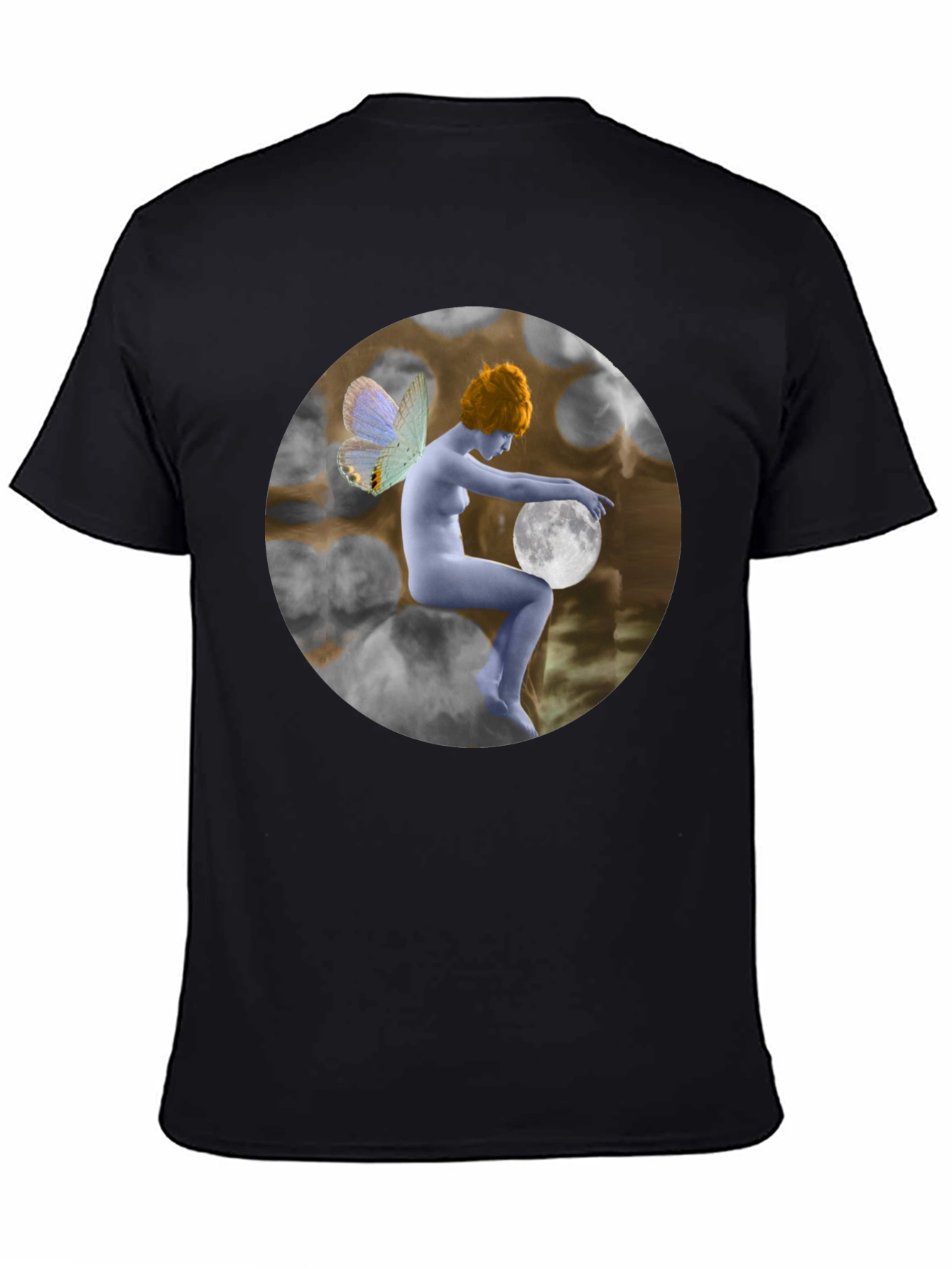 Moon Fairy Graphic Tee - Unisex Black Cotton T-Shirt