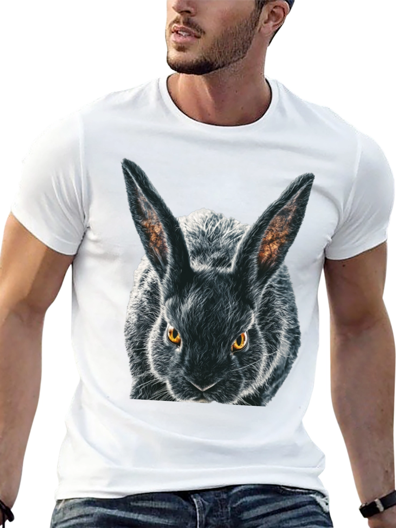 Black Rabbit Graphic T-Shirt - Mens Crew Neck