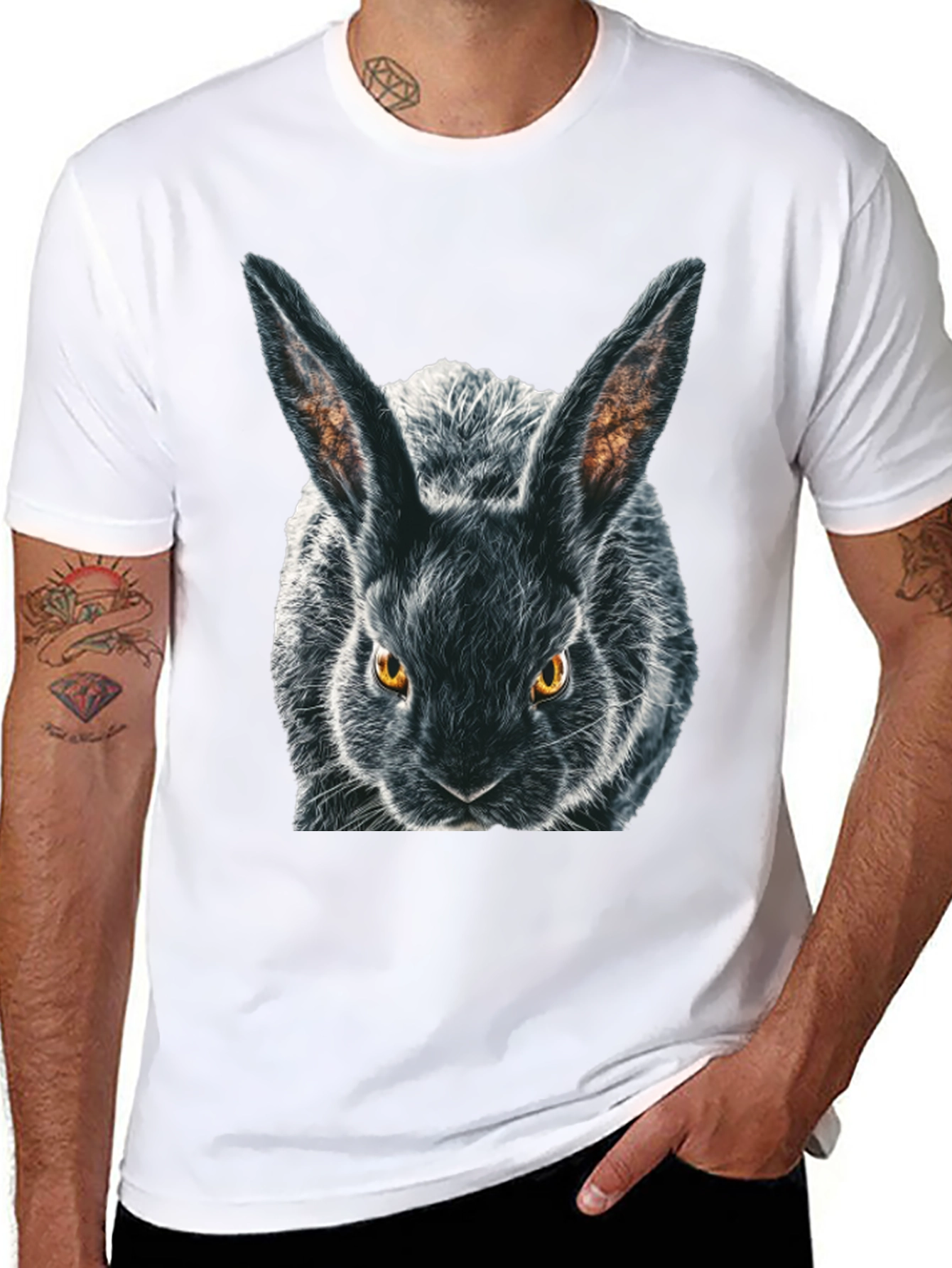 Black Rabbit Graphic T-Shirt - Mens Crew Neck