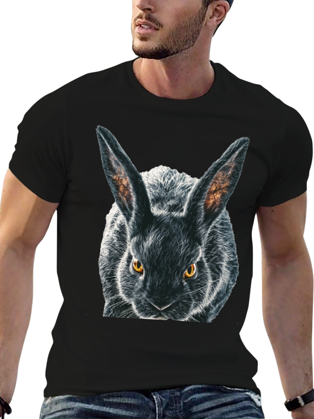 Black Rabbit Graphic T-Shirt - Mens Crew Neck