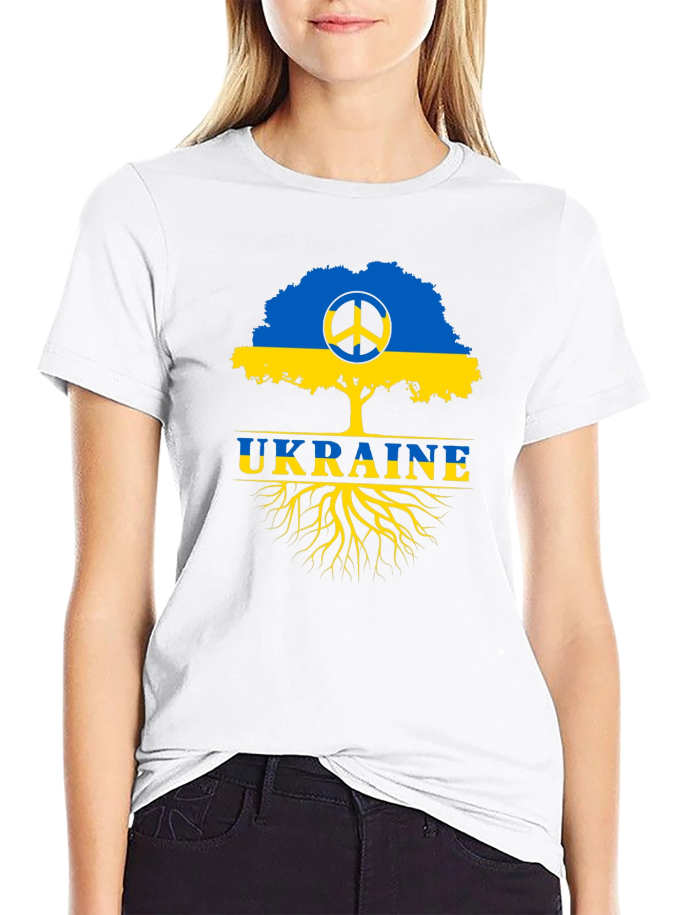 Ukraine Peace Tree Black T-Shirt