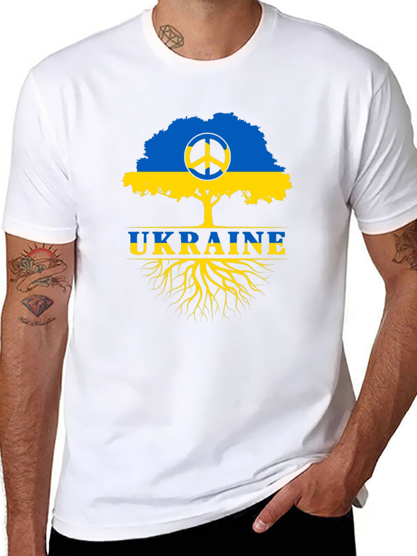 Ukraine Peace Tree Black T-Shirt