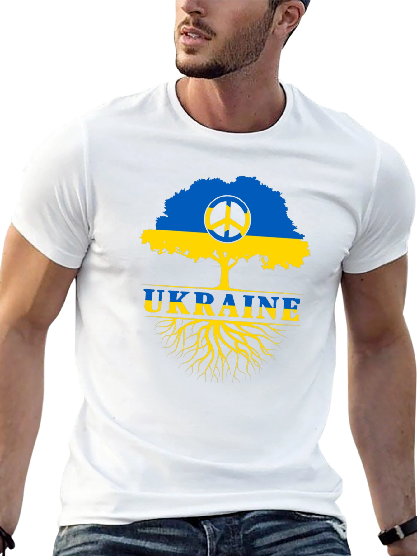 Ukraine Peace Tree Black T-Shirt