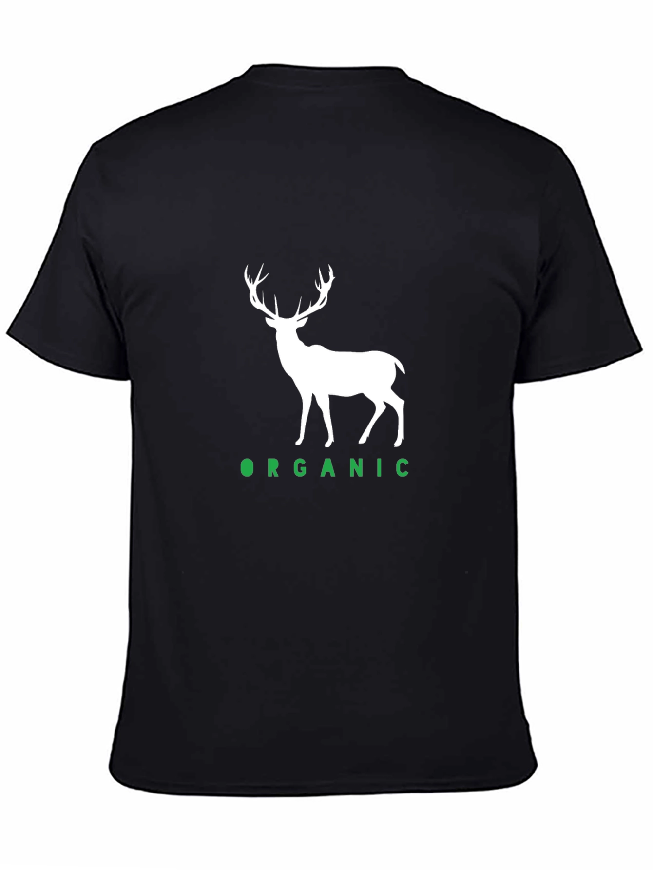 Organic Deer Graphic Tee - Black Cotton T-Shirt
