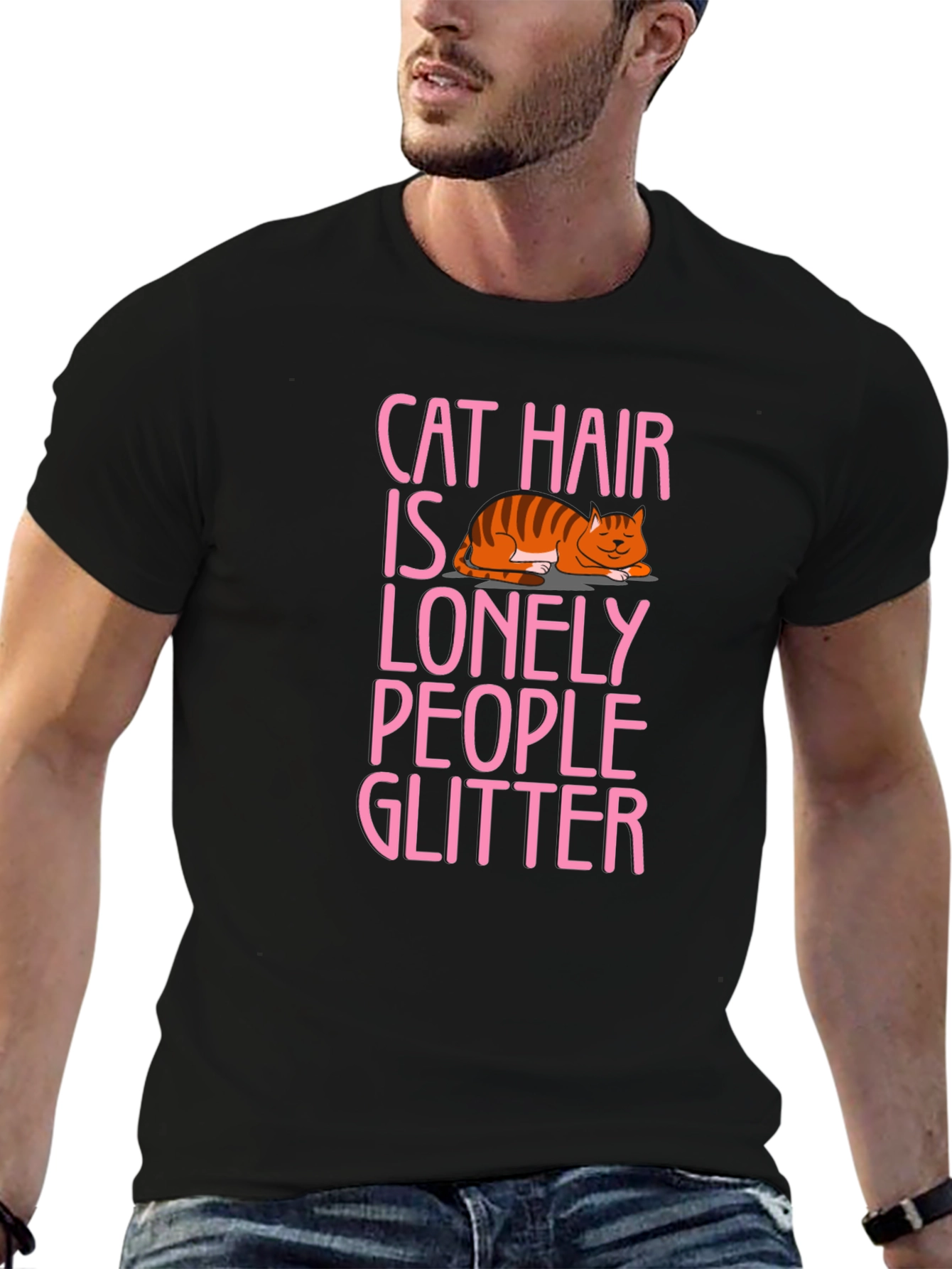Cat Hair is Lonely People Glitter T-Shirt