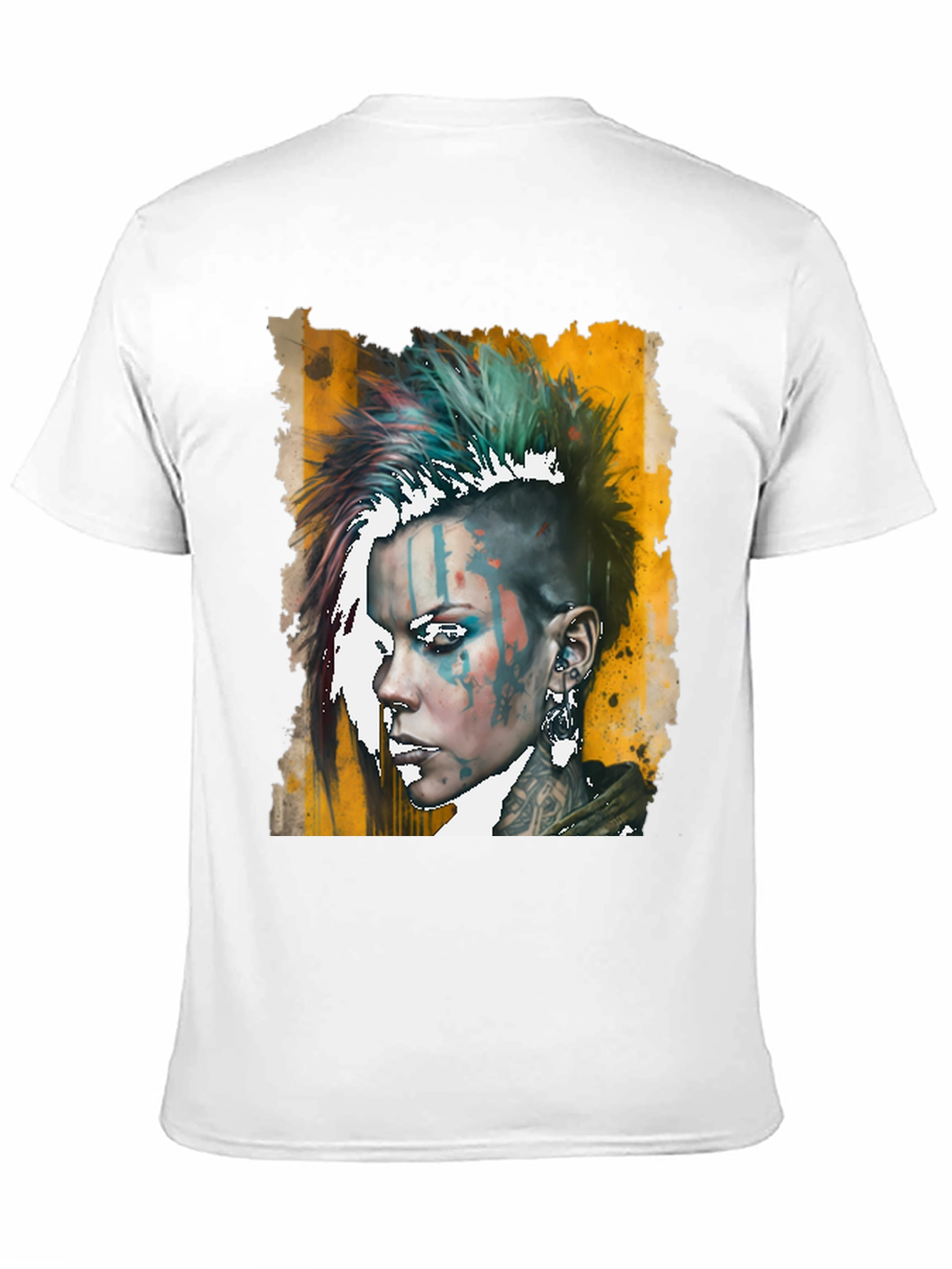 Edgy Punk Woman Graphic Tee - Black