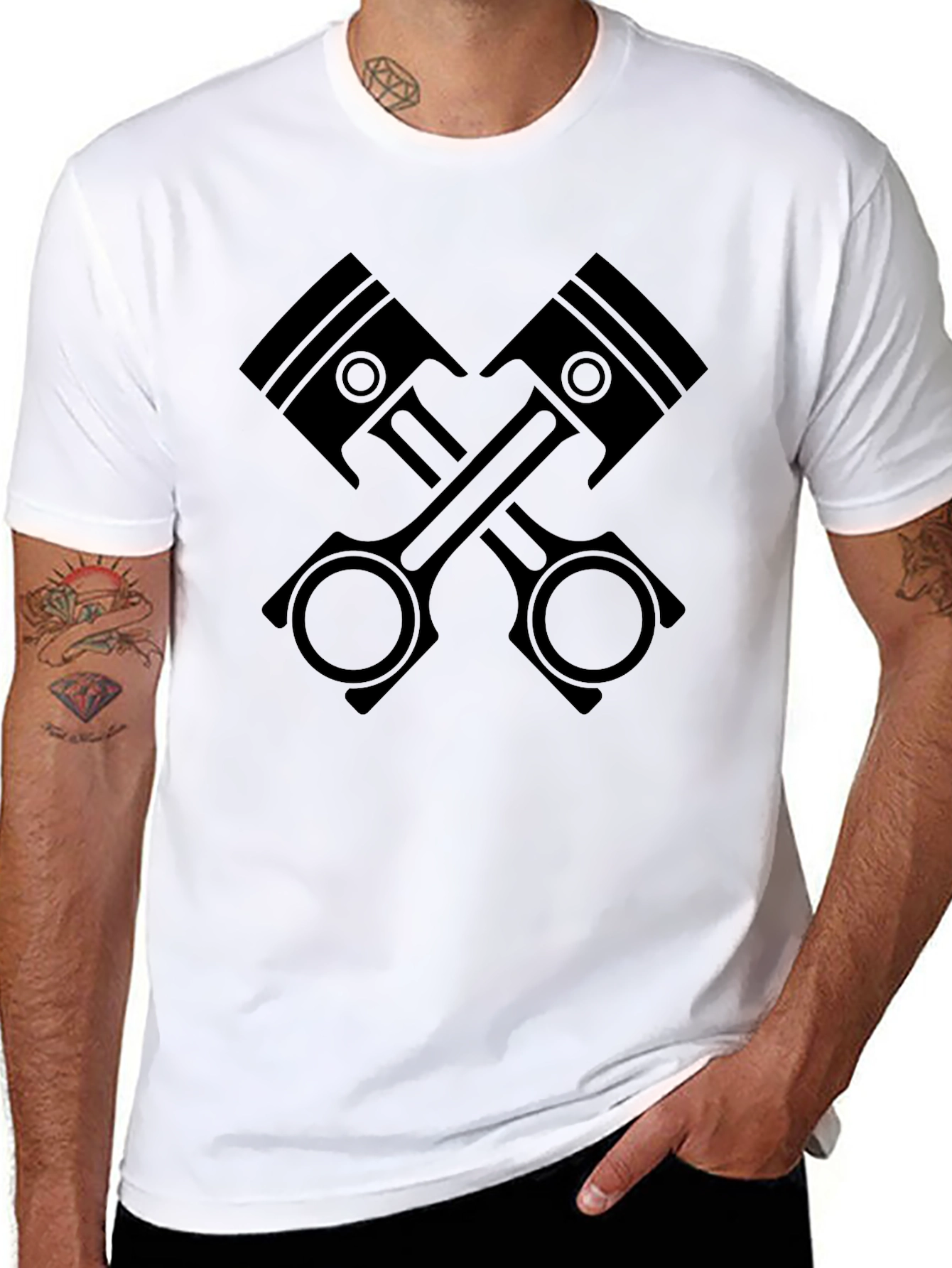 Piston Cross T-Shirt - Black Graphic Tee