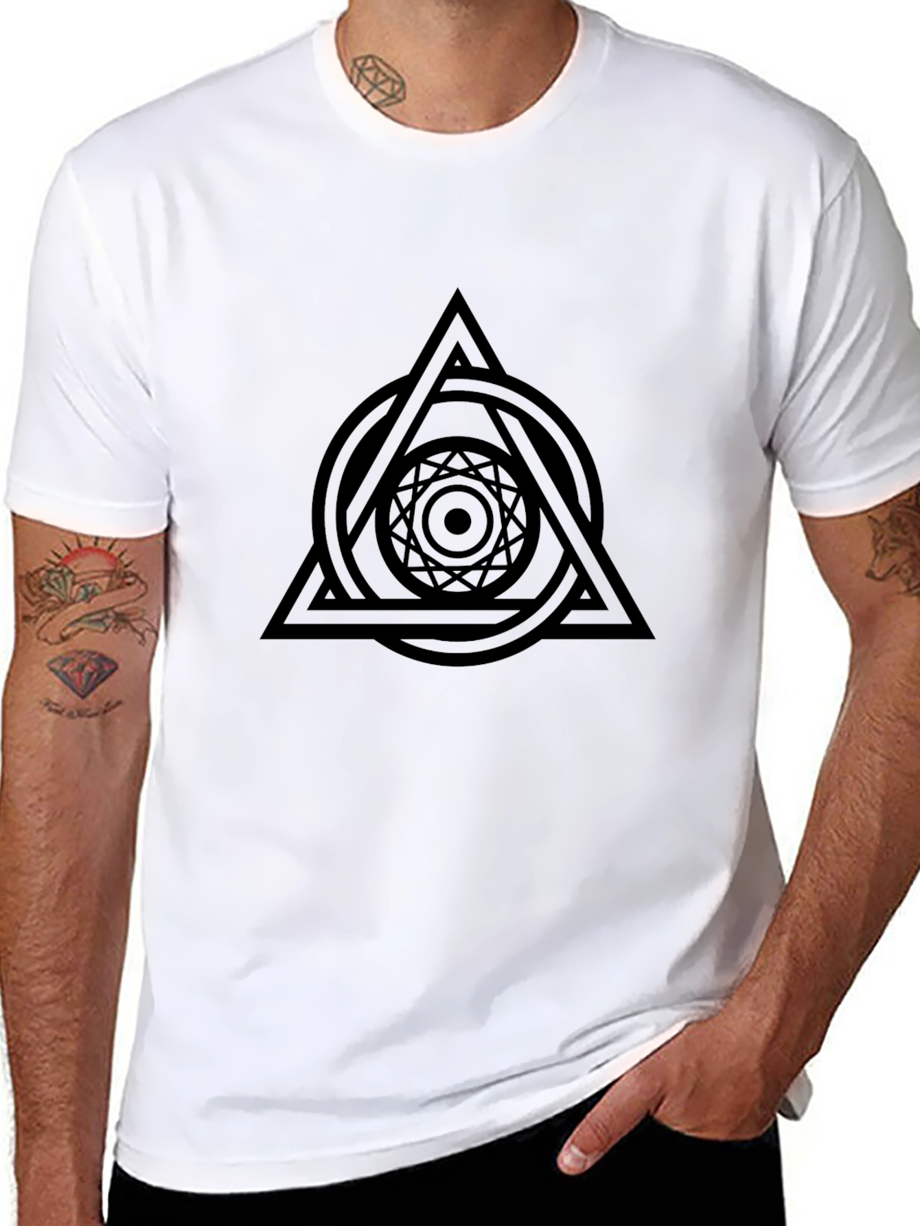 Geometric Black T-Shirt for Men