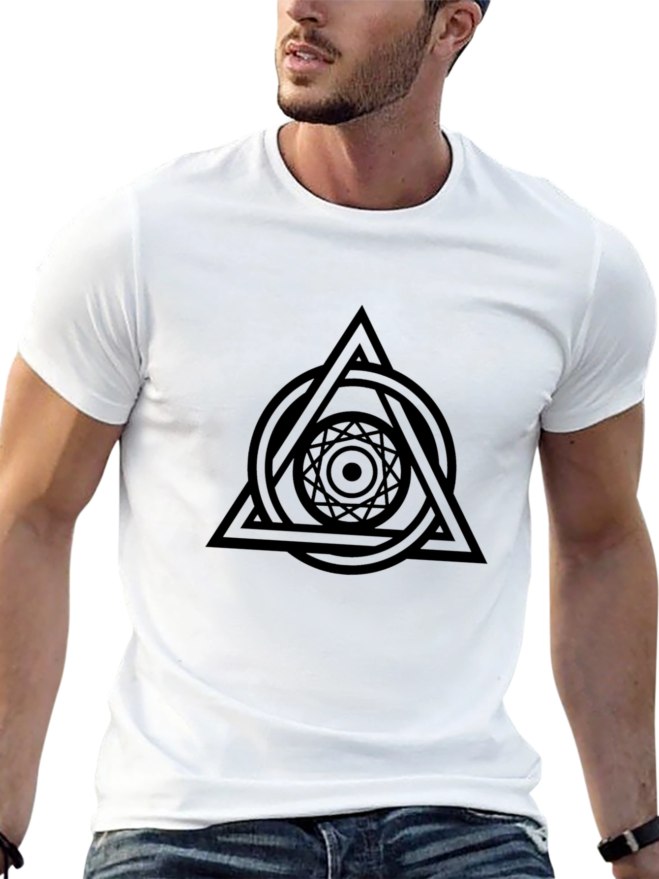 Geometric Black T-Shirt for Men