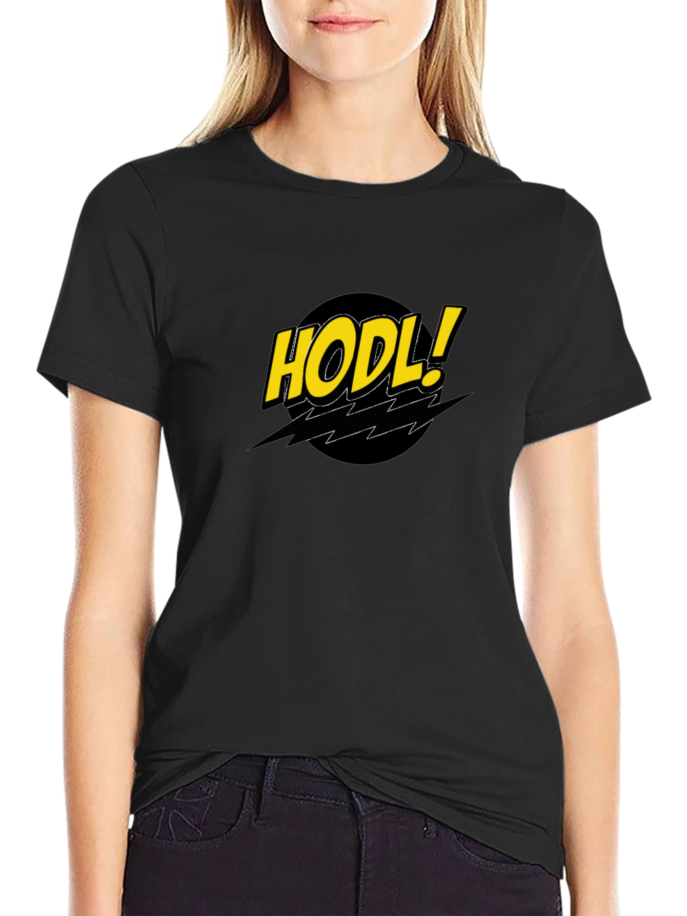 HODL! Comic Style Black Crypto T-Shirt