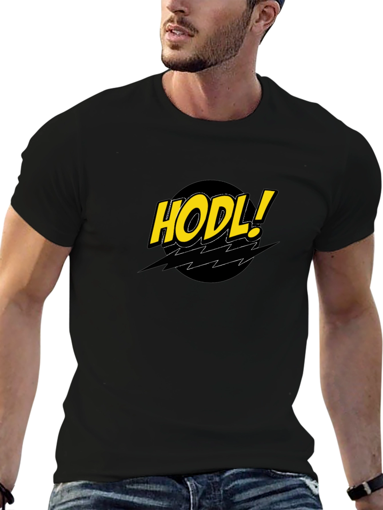 HODL! Comic Style Black Crypto T-Shirt