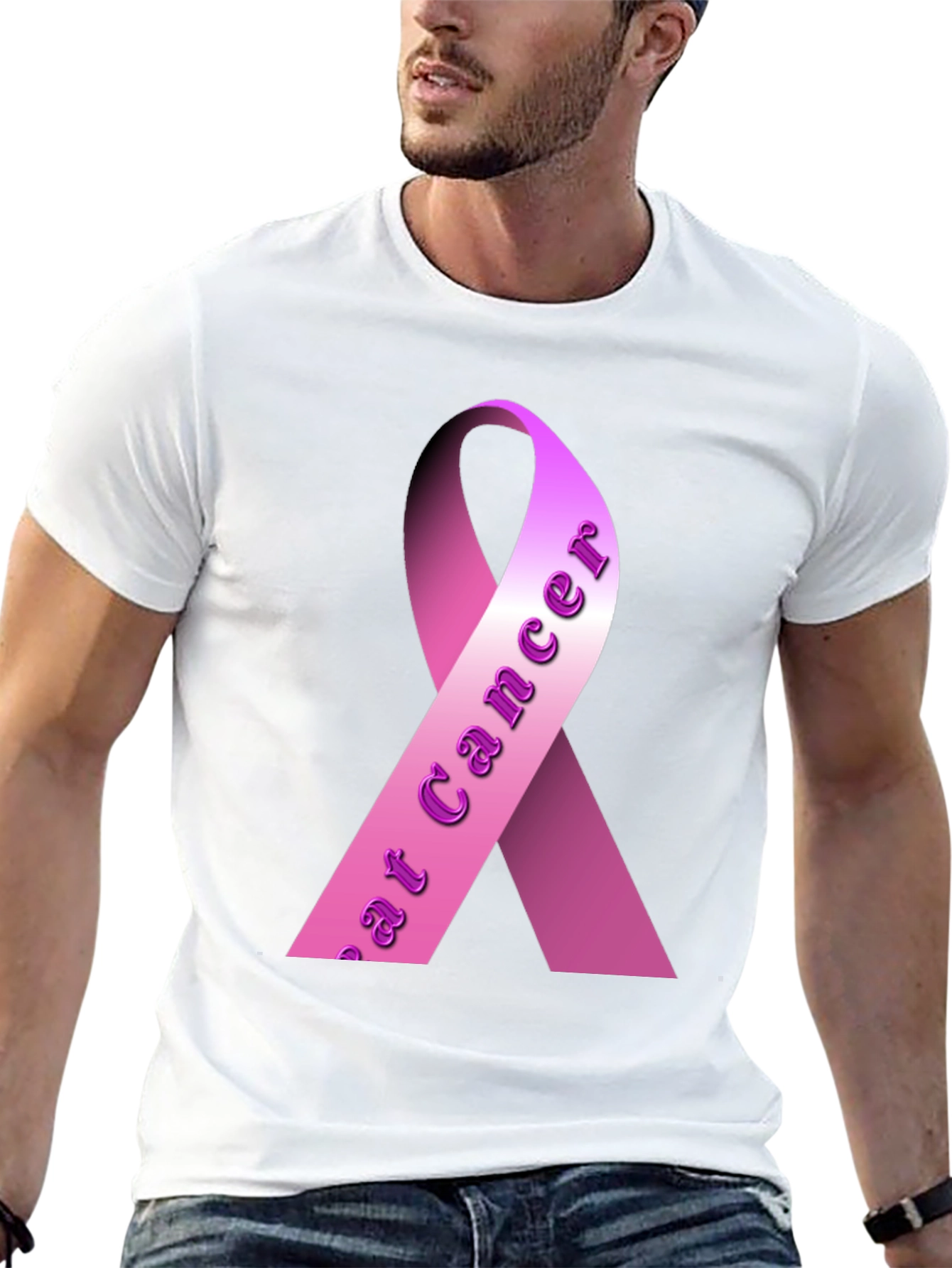 Pink Ribbon Breast Cancer Awareness Black T-Shirt