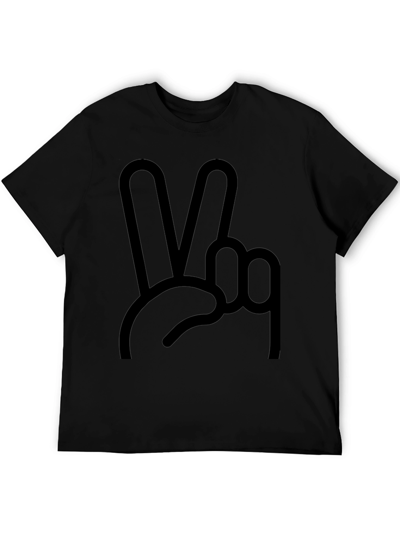 Peace Sign Graphic Tee - Black Cotton Blend Shirt