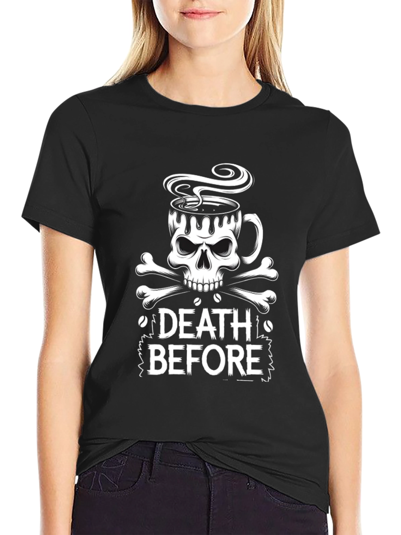 Death Before Coffee Black T-Shirt