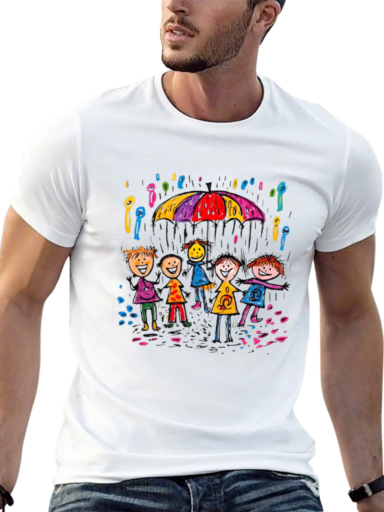 Rainy Day Kids T-Shirt - Black Crew Neck