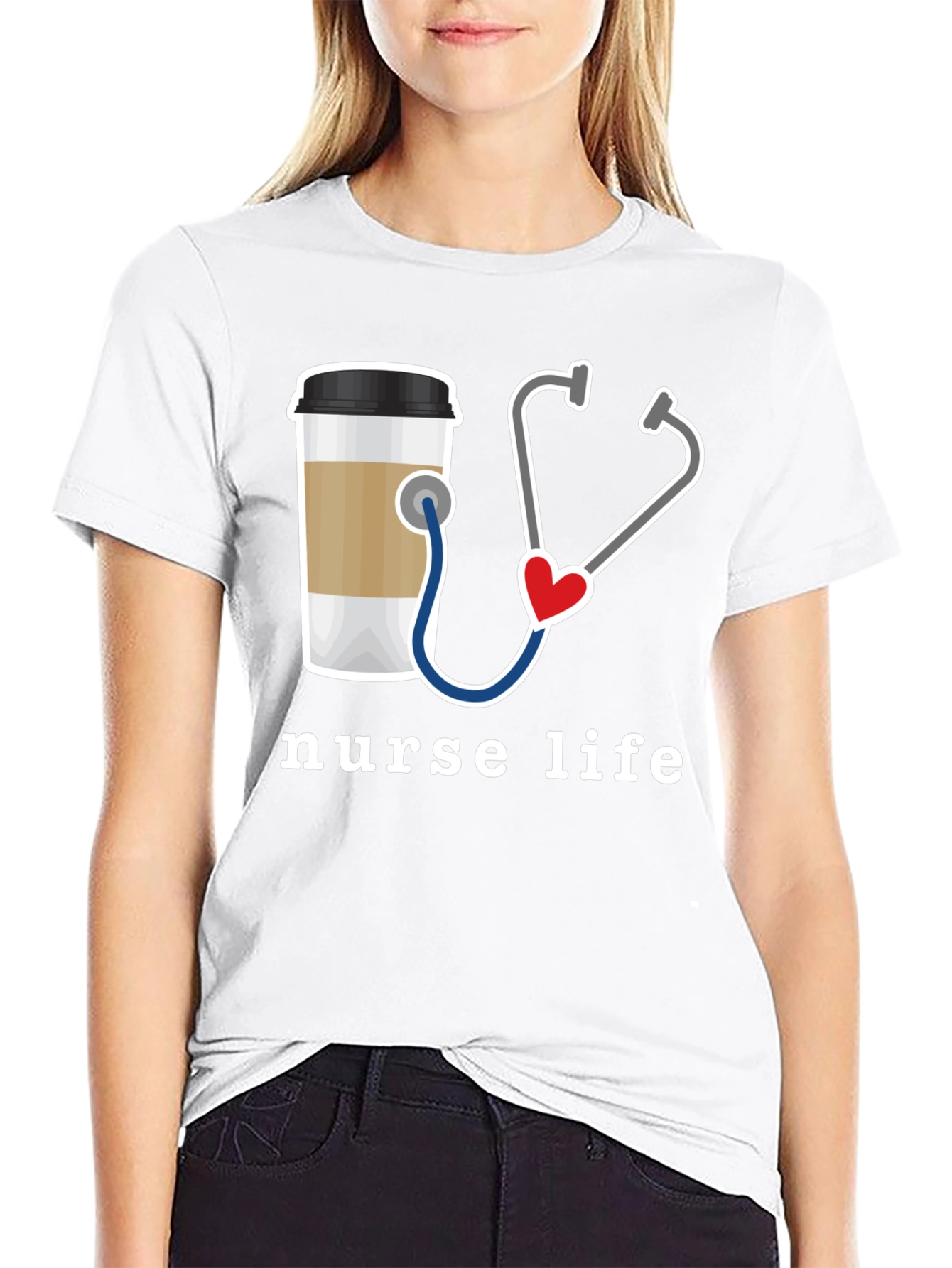 Nurse Life T-Shirt - Coffee & Stethoscope