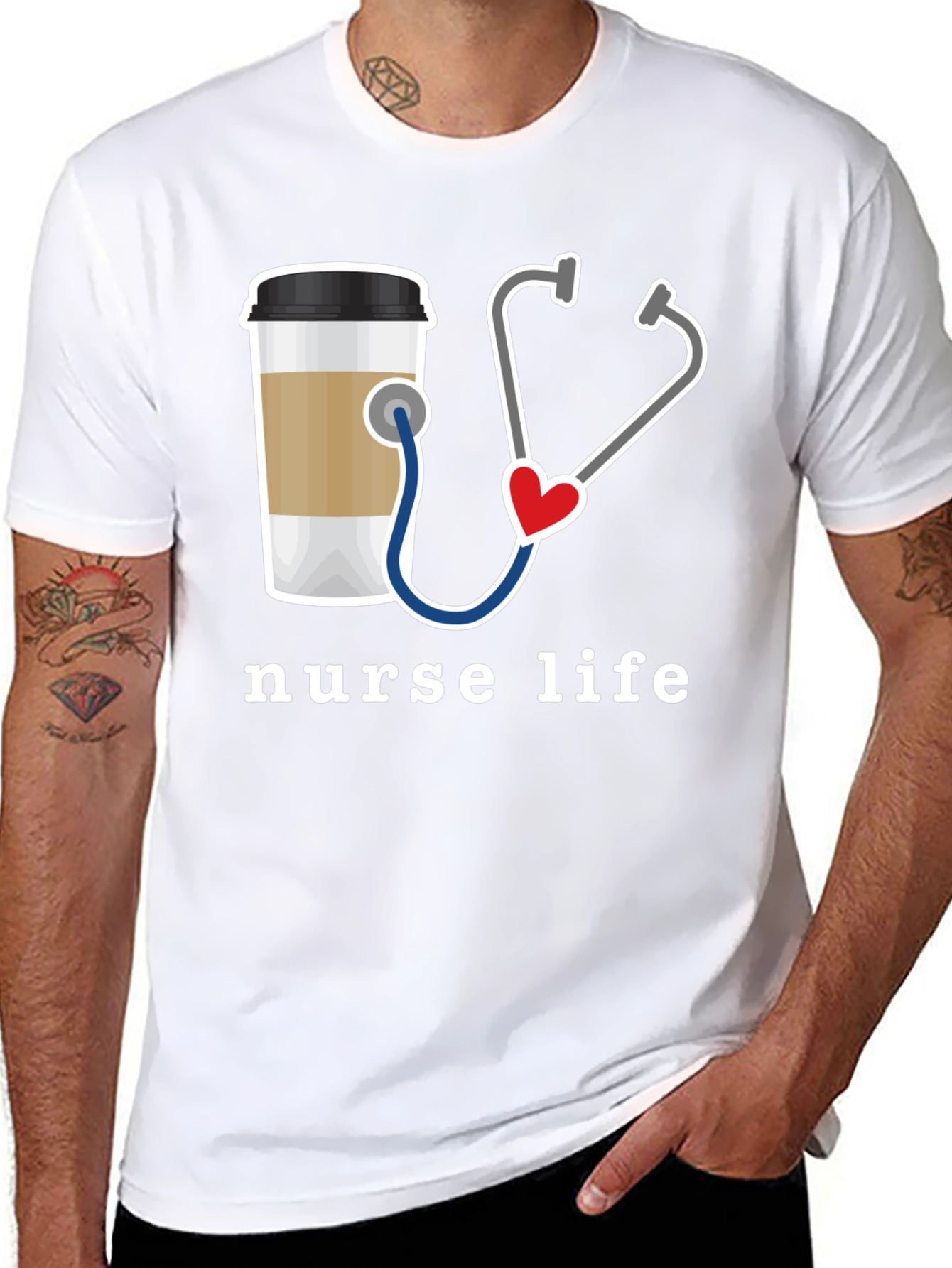 Nurse Life T-Shirt - Coffee & Stethoscope
