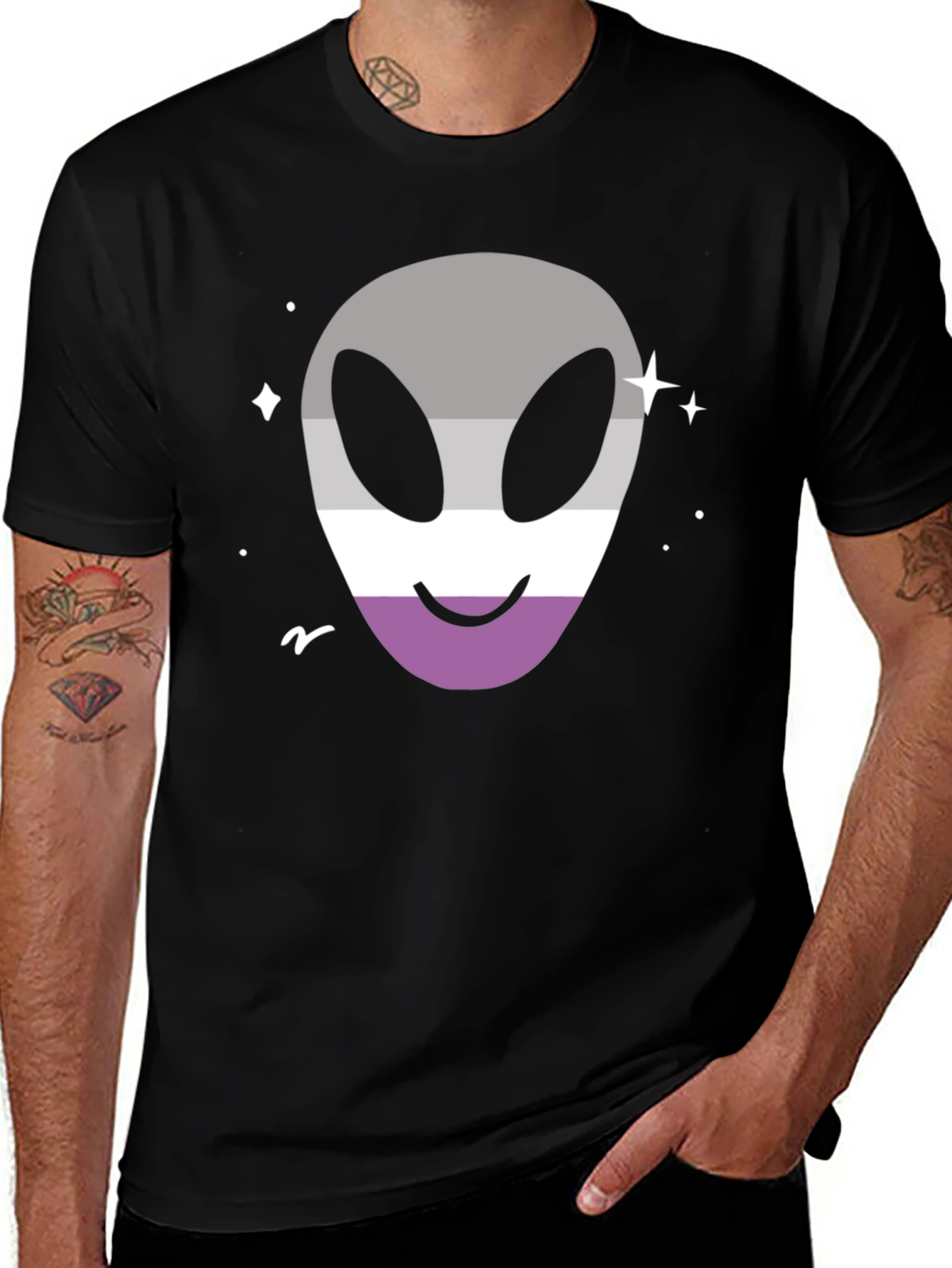 Asexual Pride Alien T-Shirt - Black