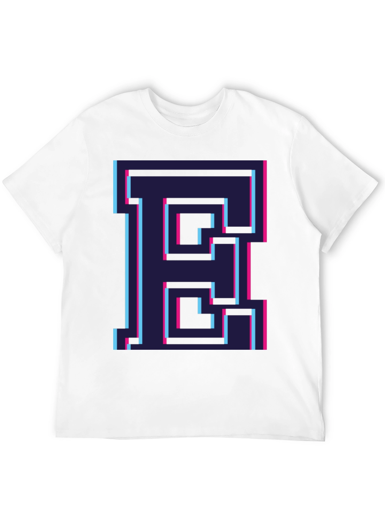 Retro Pixel Letter E Graphic Tee - Black