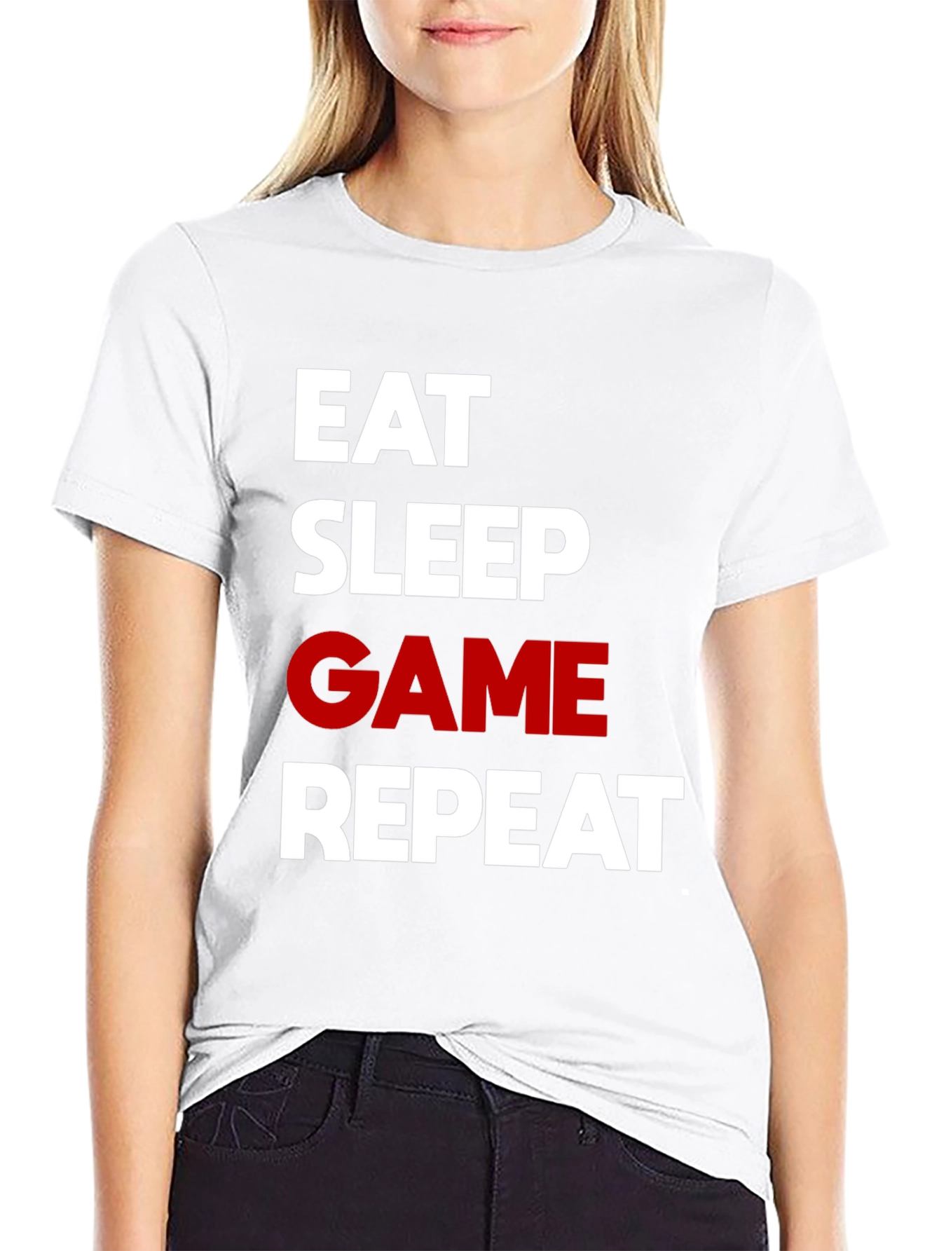 Eat Sleep Game Repeat Black Graphic Tee