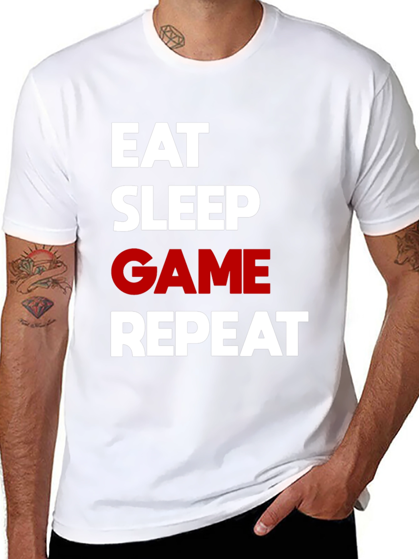 Eat Sleep Game Repeat Black Graphic Tee
