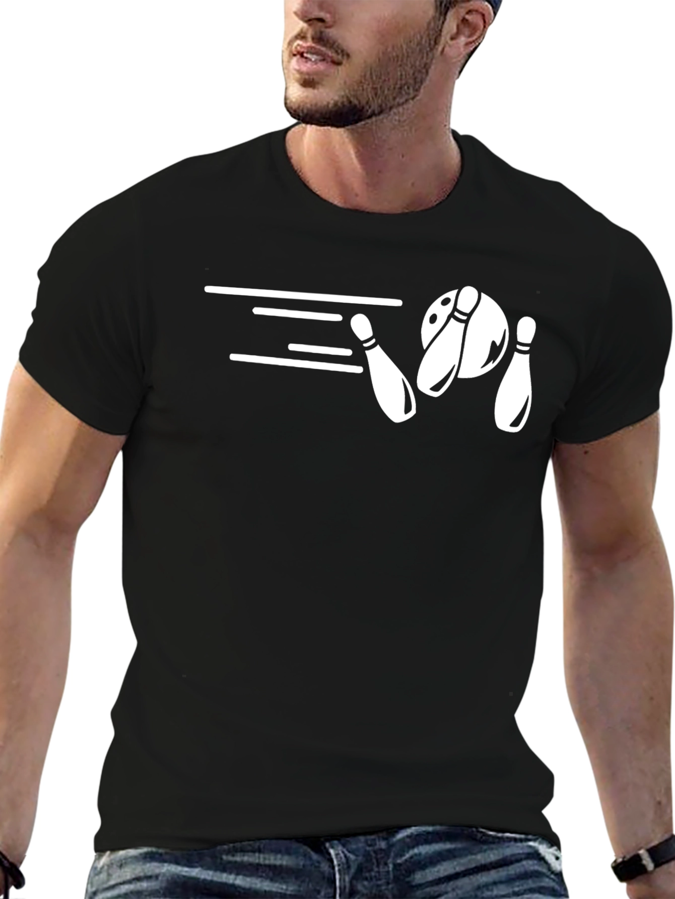 Bowling Strike Graphic Tee - Mens Black T-Shirt
