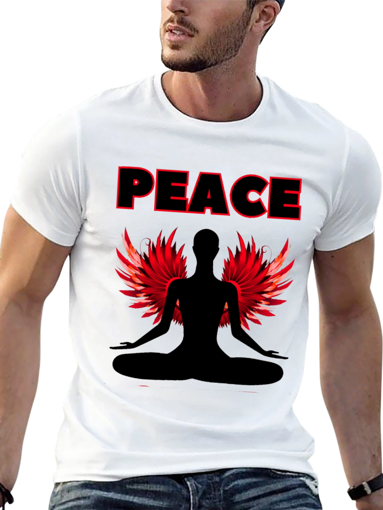 Peaceful Meditation T-Shirt with Winged Figure