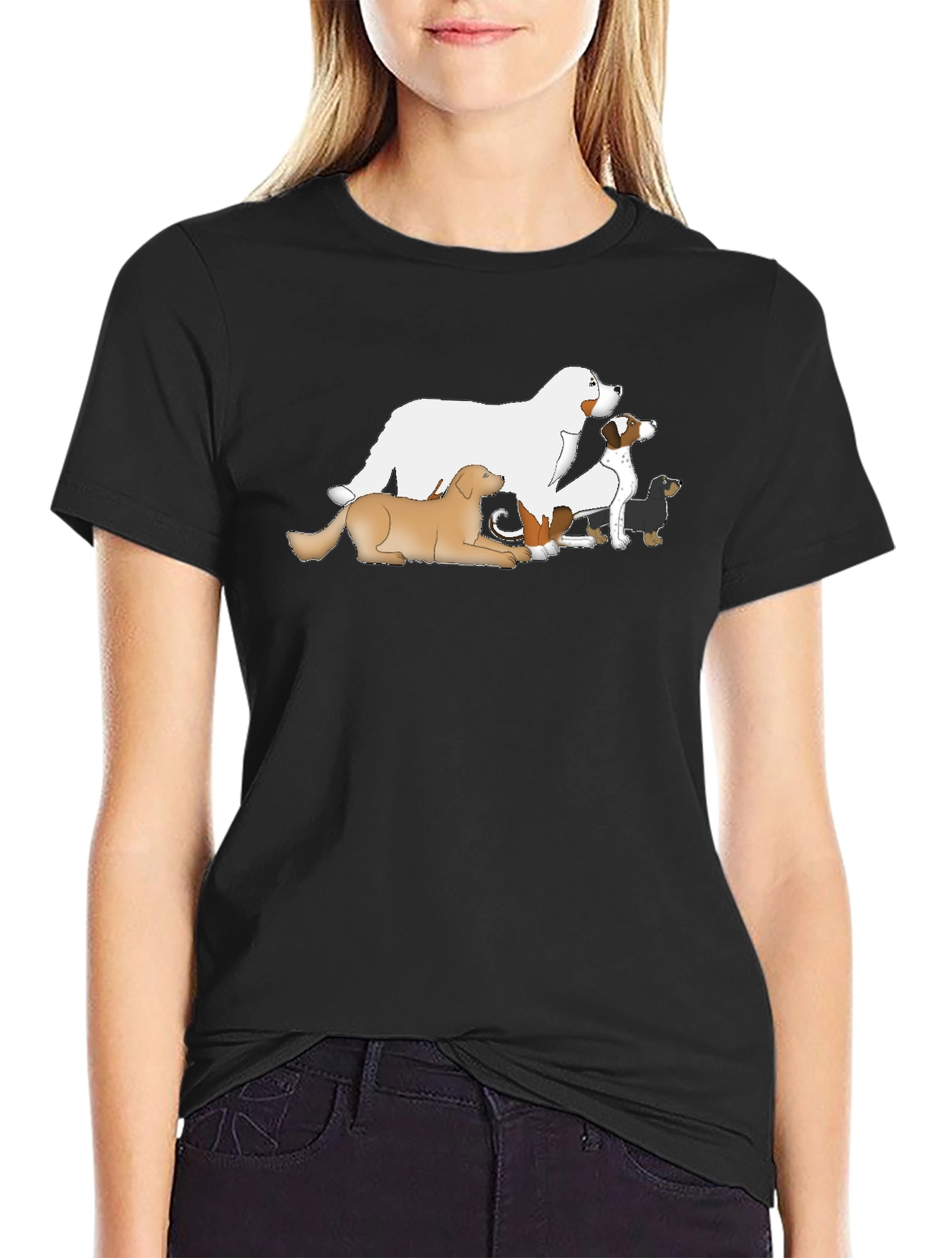 Dog Breed Cartoon T-Shirt - Black