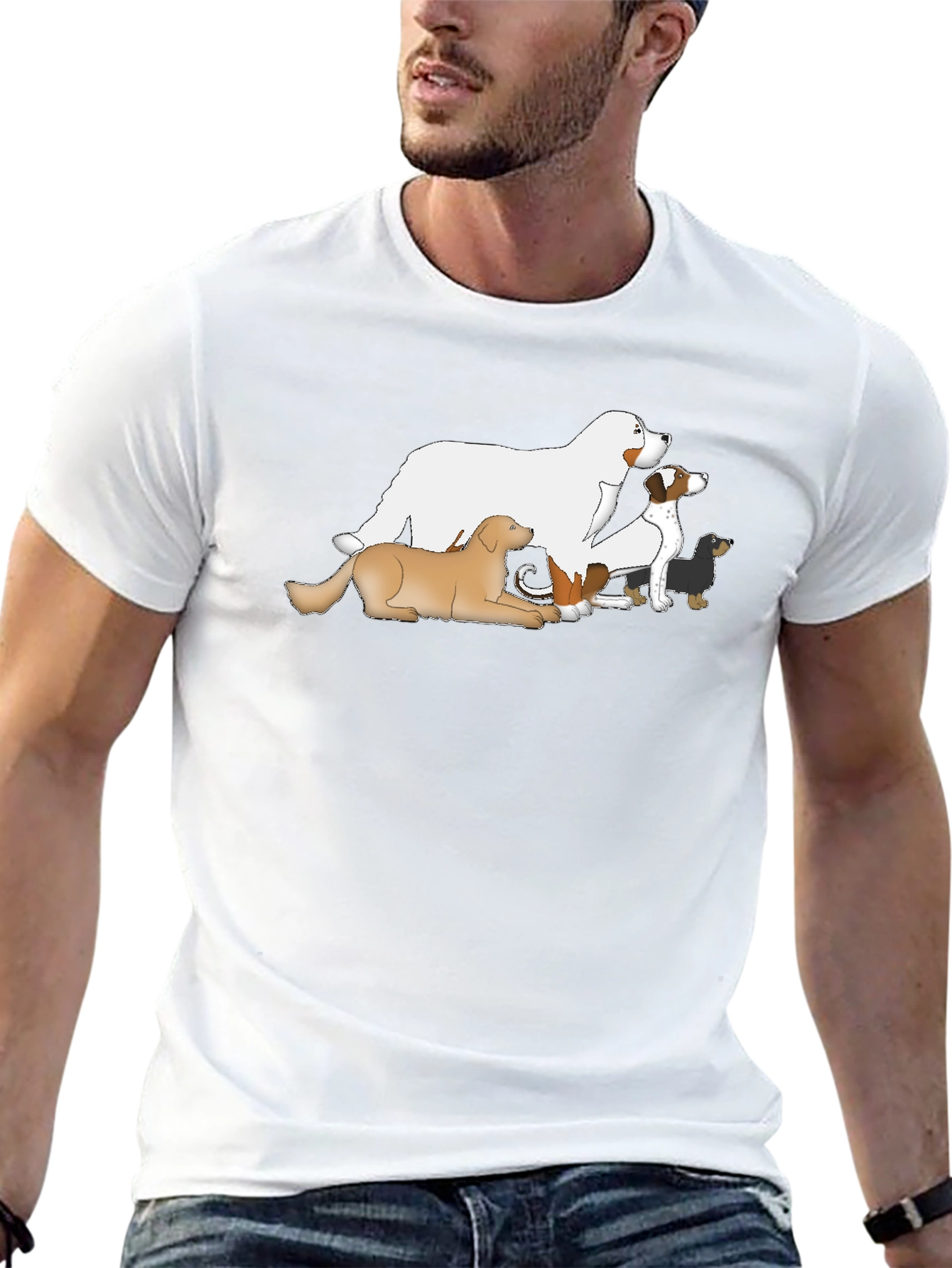 Dog Breed Cartoon T-Shirt - Black
