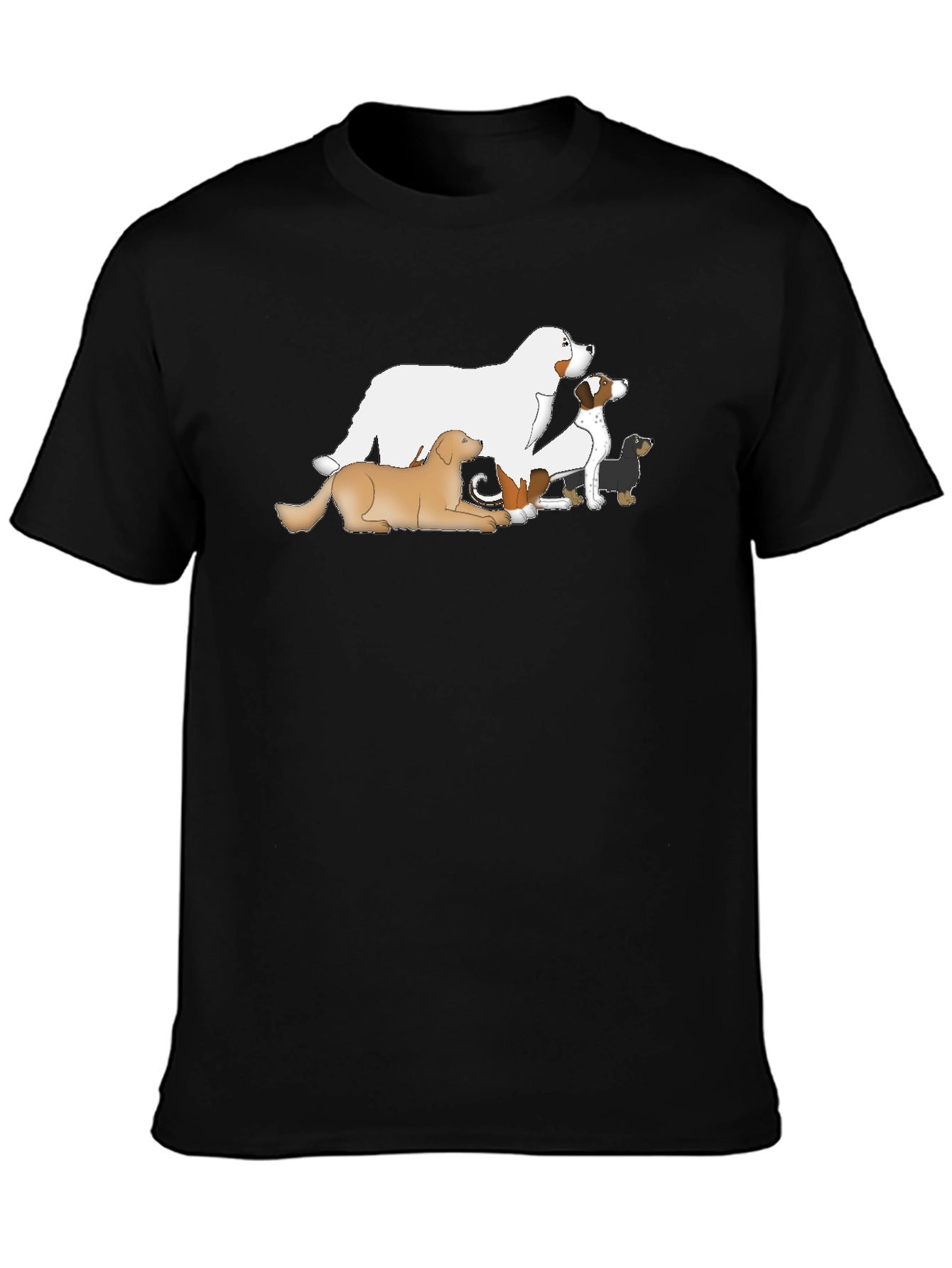 Dog Breed Cartoon T-Shirt - Black